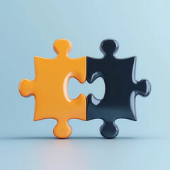 Fototapeta premium Connecting puzzle pieces symbolize business merger and collaboration, showcasing unity and partnership in vibrant and modern design