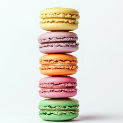 Colorful Stack of French Macarons in Various Flavors