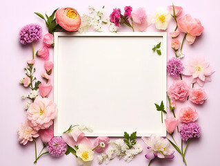 Floral Frame Decorated with Flowers and Blank Space for Text