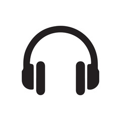 Black headphone icon silhouette vector on white background