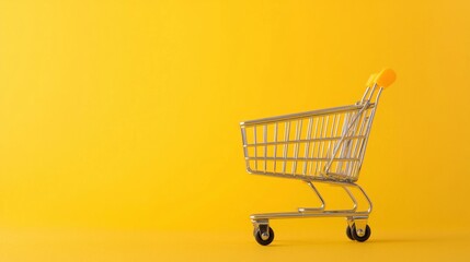 Empty shopping cart on a yellow background