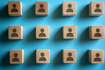 Obraz premium Wooden Blocks Showing Team Connection and Collaboration