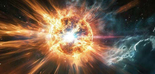 Vibrant solar explosion in a cosmic space setting.