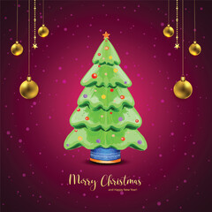 Christmas tree with a golden ball festival background