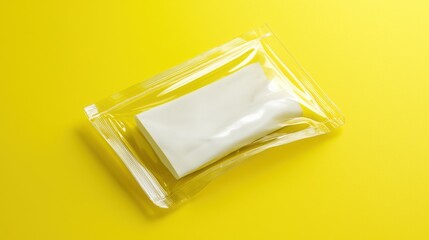 A top view showcases a white wet watercolor paint mockup on a cheerful yellow background. The blending edges capture creativity and spontaneity, highlighting the fluidity and vibrancy of watercolor ar