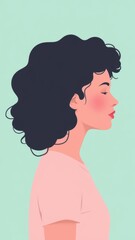 Fototapeta premium A detailed pixel art illustration depicting a woman with beautiful curly hair