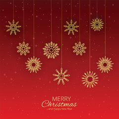 Beautiful christmas snowflack card red background