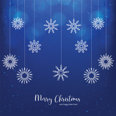 Beautiful christmas snowflack card blue background