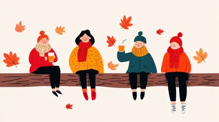 Fototapeta premium Cozy Autumn Gathering with Friends