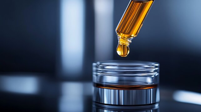 A close-up of an e-liquid refill being added to an electronic cigarette device on a smooth surface