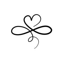 flourish calligraphy heart. Illustration vector hand drawn