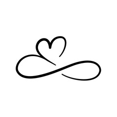 flourish calligraphy heart. Illustration vector hand drawn