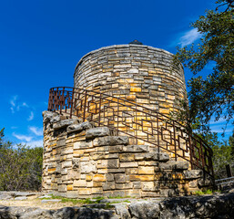 The Limestone Clad Lookout Tower Built by Civilian Conservation Corp, Mother Neff State Park, Moody, Texas , USA