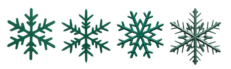 Naklejka premium collection of four unique snowflake designs showcasing intricate patterns and shapes, perfect for winter themed projects