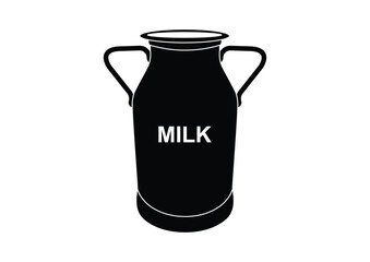 Metal milk jug silhouette isolated on white background
