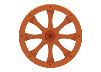 Obraz premium Old wheel vintage cartoon vector flat design isolated on white background