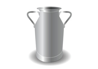 Metal milk jug vector flat design isolated on white background