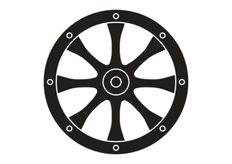 Obraz premium Old wheel vintage silhouette isolated on white background