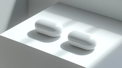 Two White Wireless Earbud Charging Cases on a White Surface