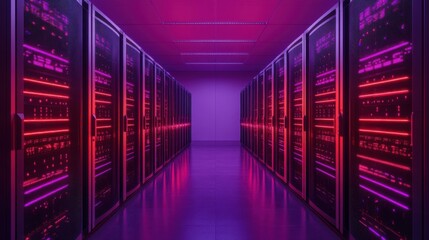 Fototapeta premium Rows of Servers in Modern Data Center Environment