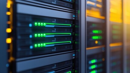 Side View of Compact Server Array in Data Center