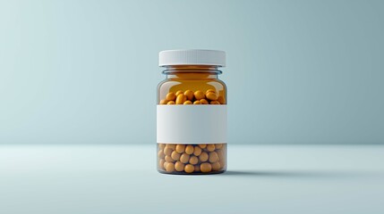 3D Illustration of Pill Bottle with Capsules