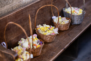 Wedding Petal Baskets Ready for Ceremony Celebration