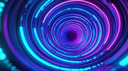 Fototapeta premium Vibrant Circular Light Pattern in Futuristic Style