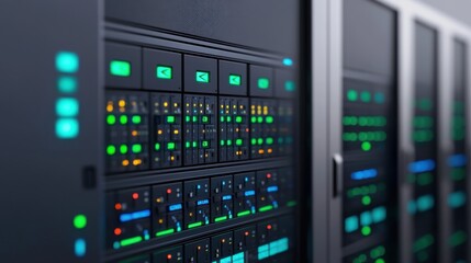 Close-Up View of Modern Server Rack