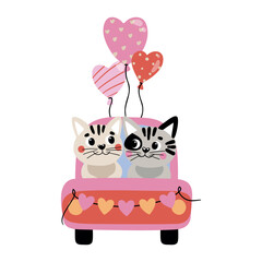 Vector illustration featuring adorable cats in love, perfect for Valentine’s Day cards, wedding invitations, greeting cards, apparel, social media posts, and any romantic-themed projects.
