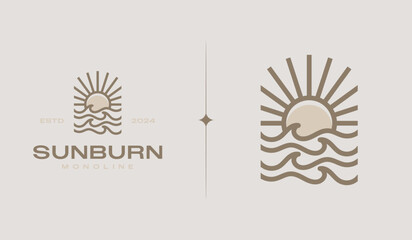 Sunset Wave Logo Template. Universal creative premium symbol. Vector illustration. Creative Minimal design template. Symbol for Corporate Business Identity