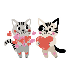 Vector illustration featuring adorable cats in love, perfect for Valentine’s Day cards, wedding invitations, greeting cards, apparel, social media posts, and any romantic-themed projects.