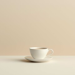 Elegant White Cup of Espresso on Plain Background