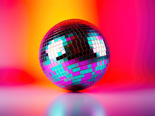 Creative Pastel Background Featuring Shiny Disco Ball for Eighties Music Theme