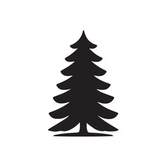 Black and bold silhouette Tree vector on white background