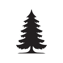 Black Christmas Tree silhouette vector on white background