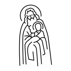 Blessings on the Lord's Day black line icon. Christian holiday