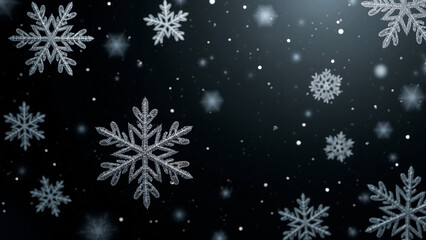 Elegant Snowflakes on Black: Winter Graphic for Holiday Marketing, Fashion, and Digital Design Projects