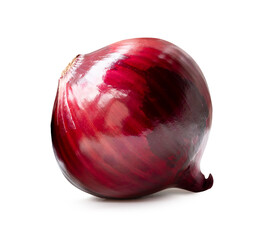 Fototapeta premium Side view of red or purple onion bulb isolated on white background with clipping path