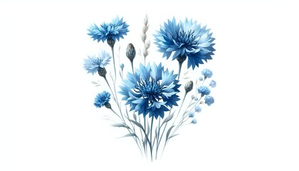 Vibrant Blue Cornflowers in Bloom
