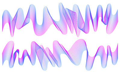 Abstract wavy lines on a white background. A smooth curve mixes the texture. Gray bands of the audio frequency. Vector graphic illustration.Background of a black smoke wave