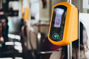 Contactless ticket validator, payment of travel in municipal transport.