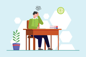 Student learning concept. Colored flat vector illustration isolated.