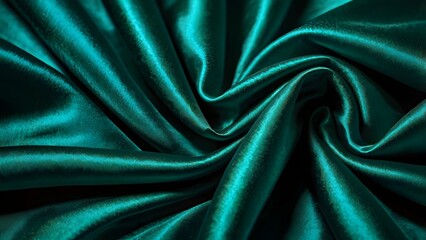 Fototapeta premium Luxurious Deep Emerald Green Satin Fabric with Shimmering Soft Folds
