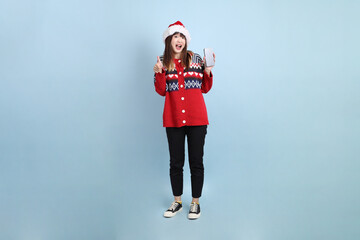 Woman wearing Santa hat