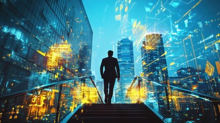 Silhouette of a Businessperson Walking Towards the Future