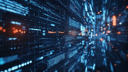 Fototapeta premium High-speed data transfer visualization with blue lights