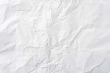 Top view and full frame of wrinkled or crumpled white stencil paper texture used for wrinkled or crumpled white paper background texture in decorative art work