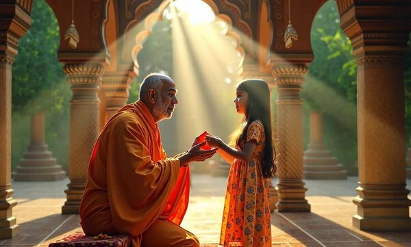 monk and little children