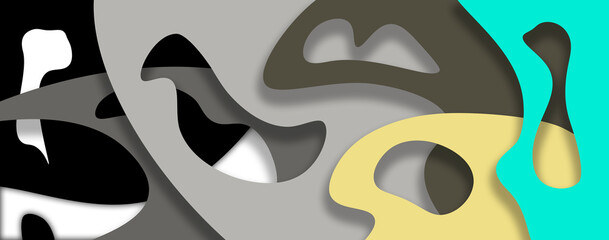 illustrations of shapes of different colors, background for copying.